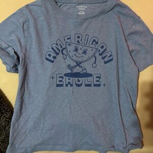 American Eagle Outfitters Blue Graphic Crop Top